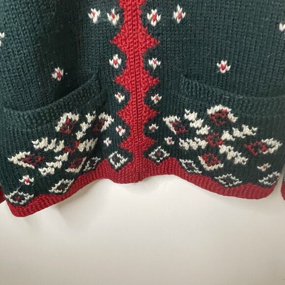 VTG Ralph Lauren Handknit Reindeer Wool Sweater Cardigan Faux Fur Holiday Sz S/M - Picture 11 of 16